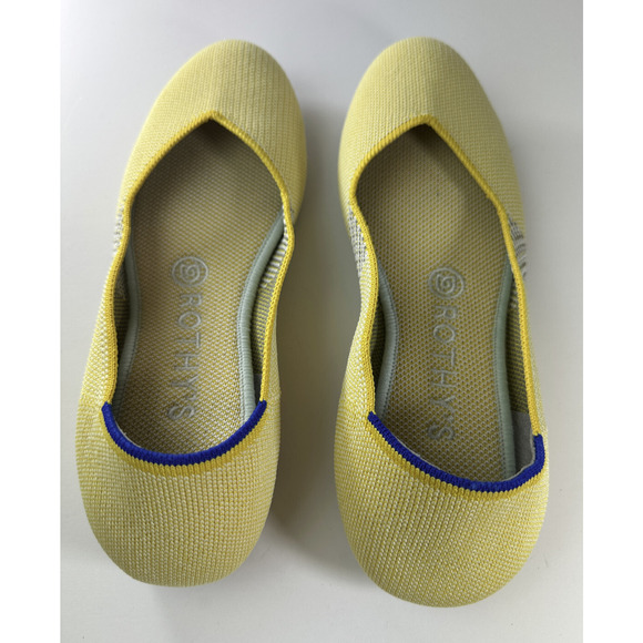 Rothy's Round Toe The Flat Ballet Slip On Knit Shoes Sunshine Yellow Women's 7.5 - Picture 11 of 16